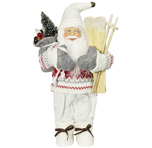 Christmas Paradise Santa Père Noël avec Beau Visage et Nombreux détails Sac Cadeau et Ski Taille env. 30 cm Cover