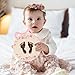 Whaline 2Pcs Baby Announcement Wooden Signs 3D Pink Bow Hello World Newborn Name Sign She' Here Welcome Board with Hand & Footprint Ink Pad for Baby Girl Birth Shower Photo Prop