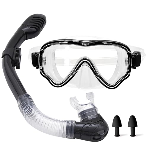Kids Snorkel Set for Boys Girls Youth 3-14, Panoramic Wide View,Anti-Fog Snorkel mask Set, Professional Snorkeling Gear for Pool Swimming Diving Water Park Beach Vacation