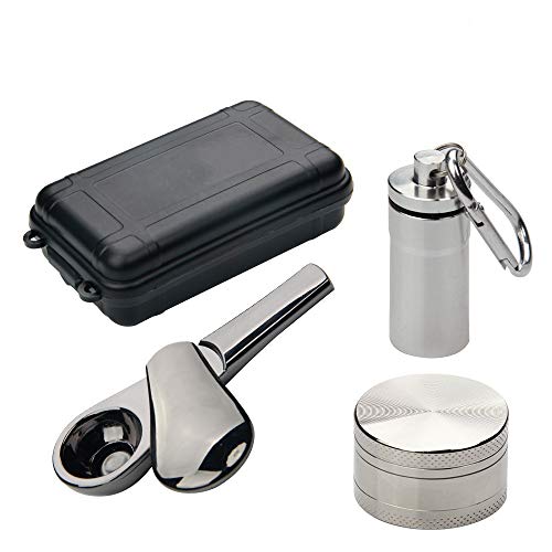 Jamaican Whale Herb Tool,Small Zinc Alloy Pipe, Include Herb Grinder,Portable Package(Bright Black)