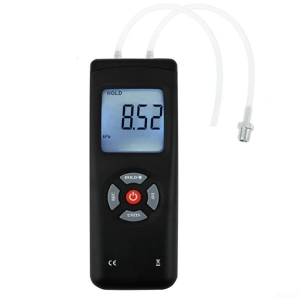 Misuratore di pressione del gas a vuoto portatile con display digitale con funzione di retroilluminazione per ventilazione aria condizionata e diagnostica del sistema a gas, nero