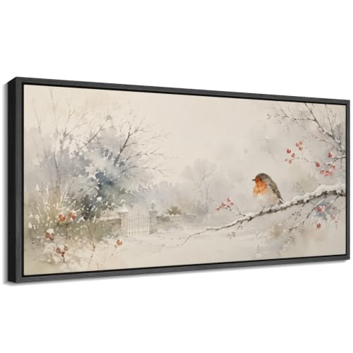 Image of MUDECOR Extra Large Framed Canvas Print Wall Art Robin Art for Living Room
