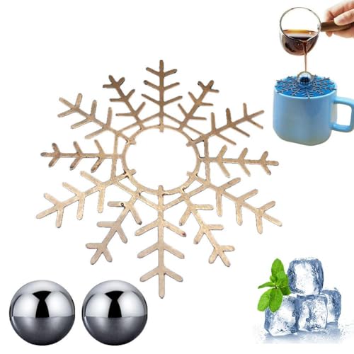 Kit de bolas de enfriamiento de espresso, bola de espresso con soporte de copos de nieve para café espresso, herramienta de enfriamiento de cócteles de acero inoxidable, bolas de enfriamiento rápido