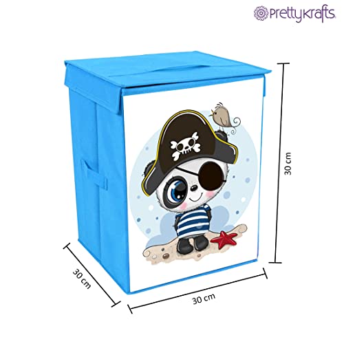 Image of PRETTY KRAFTS Foldable Storage Box with Lids,Large Fabric Storage Cube Toy Boxes Basket with 2 Handles for Wardrobe, Shelf Bedroom Office Nursery Playroom Toys 30 x 30 x 30 cm Set of 2-Pink and Blue