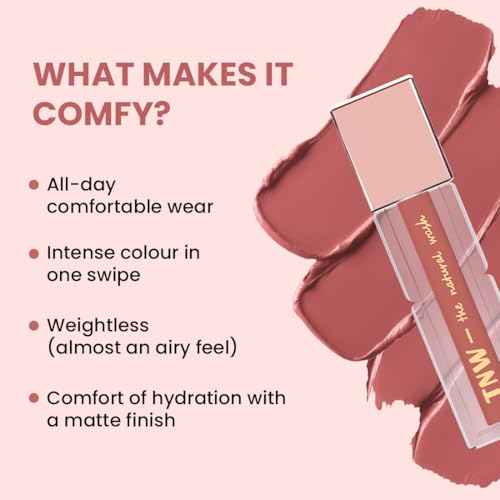 Image of TNW - Comfy Matte Liquid Lipstick | 01 Rush Affair | Weightless, Hydrating & Long-Wear | Red Clay Tone | Shea Butter, Hyaluronic Acid & Jojoba Oil | Paraben-Free | 3ml