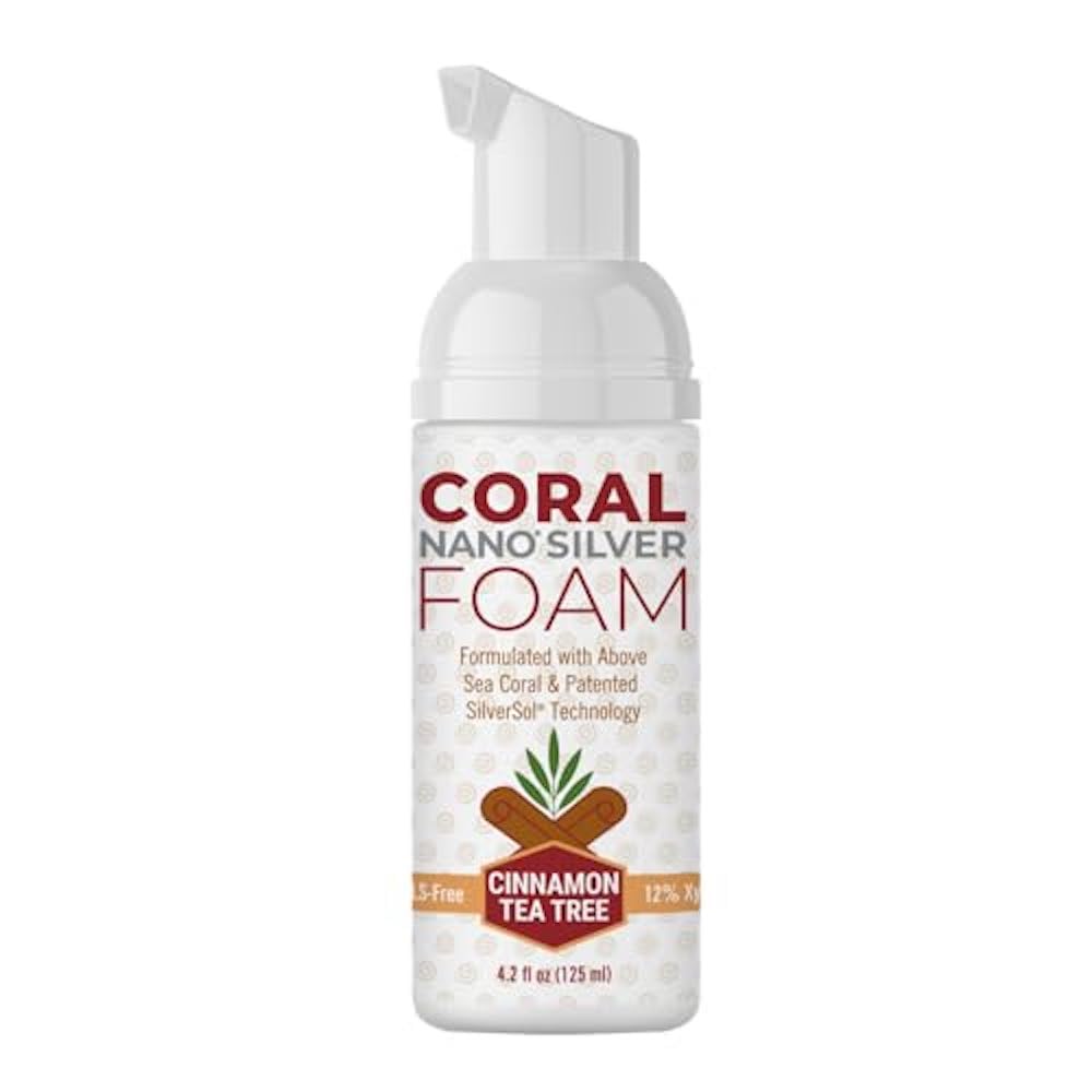 Coral Nano Silver Foaming Toothpaste – Fluoride Free Natural Remineralizing Tooth Foam – Whitening, SLS & Glycerin Free with Xylitol & Coral Calcium – Cinnamon Flavor (4oz, 3-Month Supply)