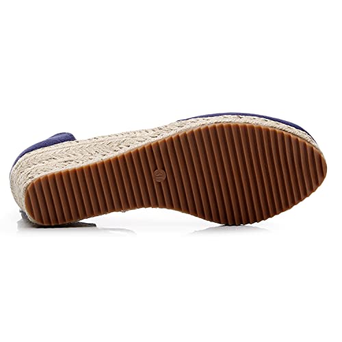Image of Altxic Women's Closed Toe Canvas Ankle Strap Espadrilles Wedge Sandals