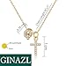 GINAZL Crown Cross Necklace, 14K Gold Plated Cubic Zirconia Cross Pendant Necklace Cross Faith Pendant Necklaces Baptism Gifts for Women (ICW)