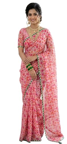 Image of Lado Rani Kota Doria Cotton Silk Flower Print sarees with blouse