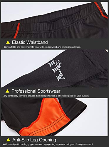 Bicycle Short for Men,Moisture-Wicking Bike Shorts Cycling Half Pants Orange/Black L