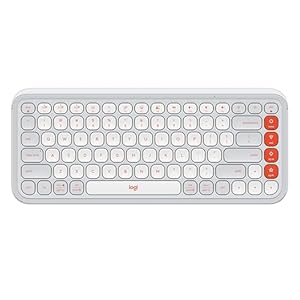 Logitech Pop Icon Keys Teclado inalámbrico Bluetooth, Escritura cómoda, Teclas programables, Cambio fácil Entre hasta 3 Dispositivos, para portátil, Tablet, PC – Blanco, QWERTY