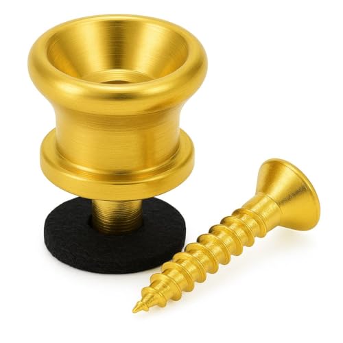 Image of Blue Panther Guitar Strap Buttons (Gold, Pack of 2) - Solid Brass with Screws | Universal Fit for Acoustic, Electric & Bass Guitars