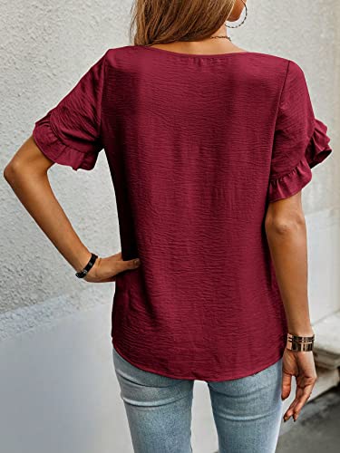 Image of Sugathari Elegant Top, Women's Solid Petal Sleeve Round Neck Ruffle Trim Top II Tops for Women /Girls (TOP 118)