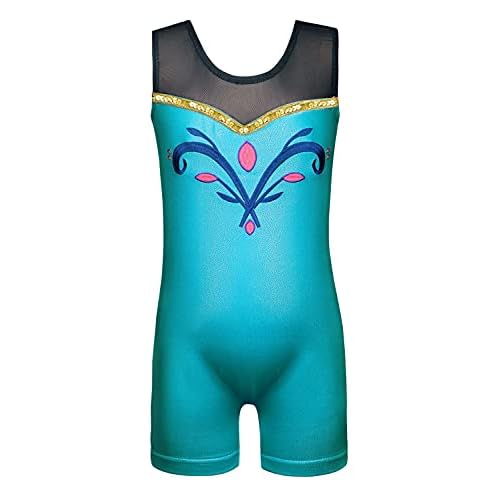 HOZIY Leotards for Girls Gymnastics Kids Children Biketard Snowflake Ribbon Blue Purple Hot Pink Sparkle 1-2T Peacock Blue