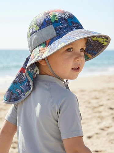 Image of icolor Kids Sun Hat UPF50+ Sun Protection Bucket Hat Toddler Summer Beach Play Hats with Neck Flap for Girl Boy Ages 3~10