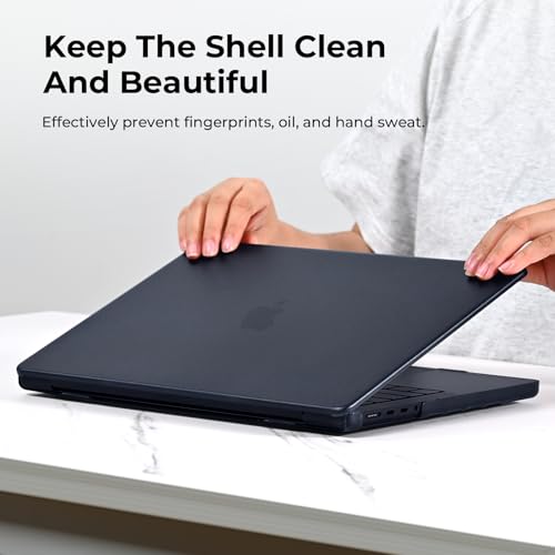 Image of EooCoo Case Compatible with MacBook Pro 14 inch M5 2026-2021 M4 M3 M2 M1 Pro /Max Chip, Official Color-Matched Armor, Frosted Hard Shell Case with Keyboard Cover, Screen Protector - Matte Midnight Blue