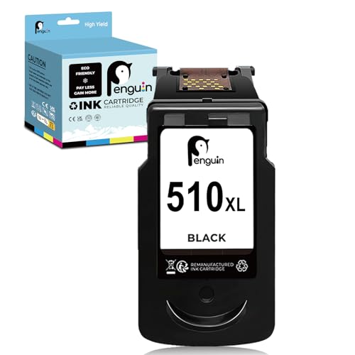 Penguin 510 XL (1 Negro) Cartucho de Tinta Remanufacturado para Canon PG 510XL Compatible con Pixma MP270 MP230 MP280 MP490 MP495 MX340 MP250 MP480 MP495 MP497 MP499 IP2700 IP2702 MX320 Impresora