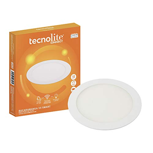 La Mejor Recopilación de Lamparas Inteligentes . 42 Tecnolite Connect Bucaramanga VII - Lámpara de Techo Downlight Inteligente para Interior de Casas Smart, Luz Led de 12 W Atenuable, Control con App Connect para Celular,...