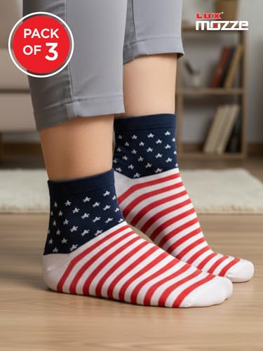 Image of Orbit Ankle Length Socks for Men |Made With Durable & Breathable Cotton | Ideal for Gym, Running, Office | 3 Pair -Multicolor