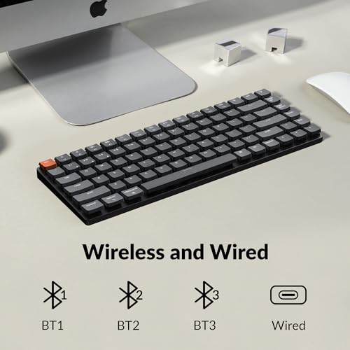 Image of Keychron K3 Version 2, 84 Keys Ultra-Slim Wireless /Wired Mechanical Keyboard with White LED Backlit, Low-Profile Gateron Mechanical Blue Switch Compatible with Mac Windows