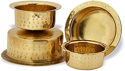 Pentola In Ottone P-TAL 5L | Patila Indiana Fondo Pesante Con Coperchio | Handi Dorata Per Latte E Biryani