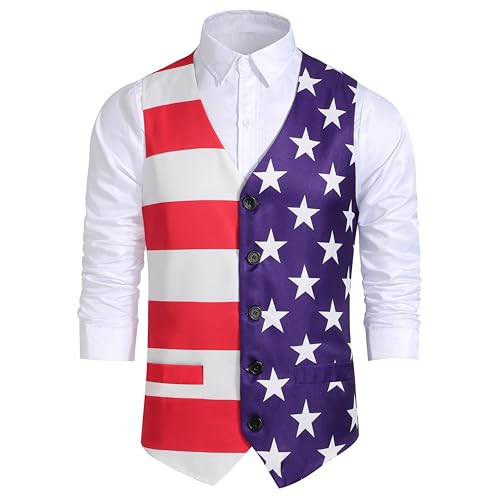 Image of yolsun Men's Mardi Gras Vest 3D-Print Festival Party Holiday Waistcoats Mardi Gras Outfit