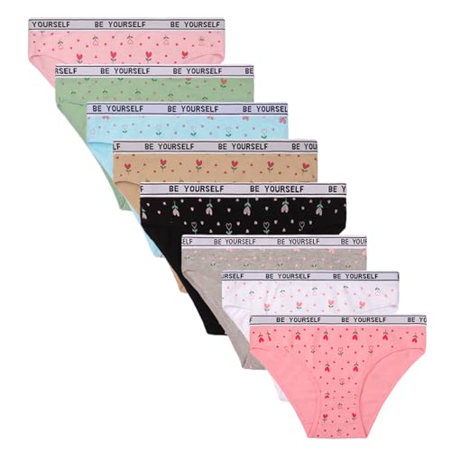 8pcs Girls' Underwear - Comfortable, Lightweight & Breathable Sports Underwear, Hipster, Suitable for Ages 9-11