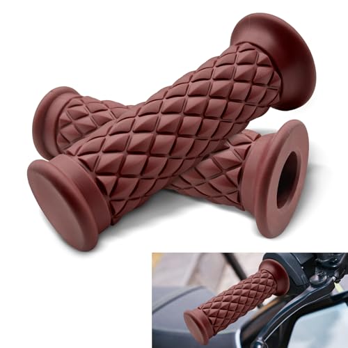 RGOAANC Motorcross Handle Grips, Dirt Bike Grips, Rubber Anti-Slip Universal Handlebar Racing Grip, Car Accessories Motorcycle Comfort Hand Handlebar Grip for Motocross Scooter Dirt Bike (Brown)