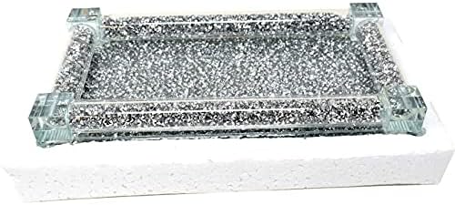CRYSTAL CROWN® Crushed Diamond Silver Sparkle Tray Crystal Ceramic Ornament Sparkle Ornament Bling Crushed Diamond Gift