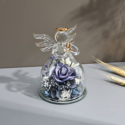 Ywhsm Valentines Day Gifts For Her,Gifts For Girlfriend,Gifts For Women,Gifts For Mom Cards,Anniversary Holiday Birthday Gifts,Artificial Flower Glass Angel Statue Gifts(Grey) #TOP5