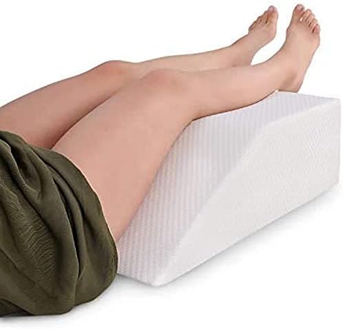 Leg Elevation Pillow with Memory Foam Top - Elevating Leg Rest to Reduce Swelling, Back Pain, Hip and Knee Pain - Ideal for Sleeping, Reading, Relaxing- Breathable and Washable Cover- 8in Height Wedge