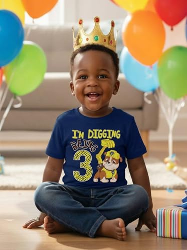 Image of Tstars Paw Patrol Rubble 3rd Birthday Shirt Toddler Boy 3 Year Old Tee