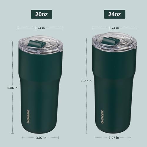 Image of BJPKPK 24 oz Coffee Tumbler, Insulated Stainless Steel Travel Cup | Double Wall Vacuum, Leak Proof Lid, Keeps Hot /Cold /Iced, BPA Free, Dishwasher Safe, Cupholder, Dark Green
