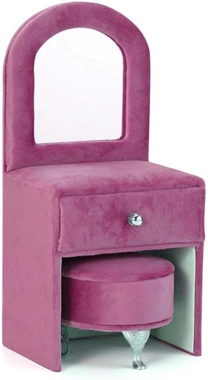 Muebles de casa de muñecas 16, juego de tocador de terciopelo rosa suave para muñecas de moda de 11.5 a 12 pulgadas