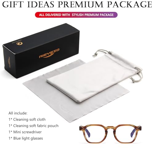 Image of AIEYEZO Retro Blue Light Glasses for Men Women Square Thick Framed Eyeglasses Trendy Vintage Computer Glasses