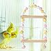 Gralara Bird Swing Toy Parrot Hammock Cage Toy 2 Layer Roosting Bar with Bells, Multicolor B