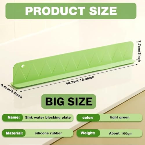 Image of 2PCS X 48 CM Silicone Sink Splash Guard in Kitchen Sink Water Splash Guard with Strong Suction Cups Waterproof Countertop & Stove Protector Flexible Anti Splash Baffle for Kitchen & Bathroom