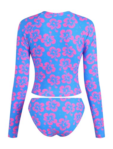 Image of ZAFUL Womens Rash Guard Swimsuits Long Sleeve Sun Protection Bathing Suit Tropical Swim Shirts with Briefs