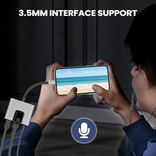 Adaptador Ethernet para ordenador con puerto de red Gigabit y conector de audio 2