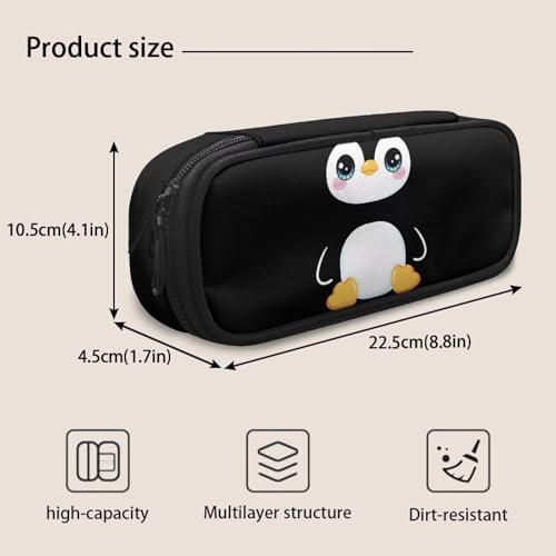 Image of Penguin Pencil Case for Middle School Girls Boys Pen Bag Portable Pencil Pouch Pen Bag Carrying Case Multifunctional Pen Holder Box Stationery Organzier
