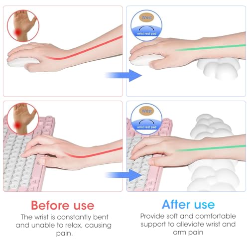 Image of ZORBES 2PC Desktop Computer Typing Wrist Rest Combo Keyboard Wrist Rest Fatigue Relief Arm for Typing Non-Slip Base Ergonomic Design Memory Foam PU for,Gaming