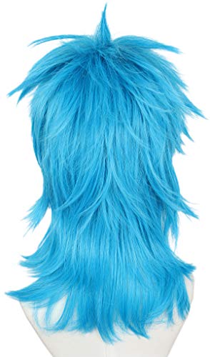 Linfairy Womens Game Wig Costume Halloween Cosplay Wigs For Men (Short Blue), 38 cm x 4 cm - Image 2