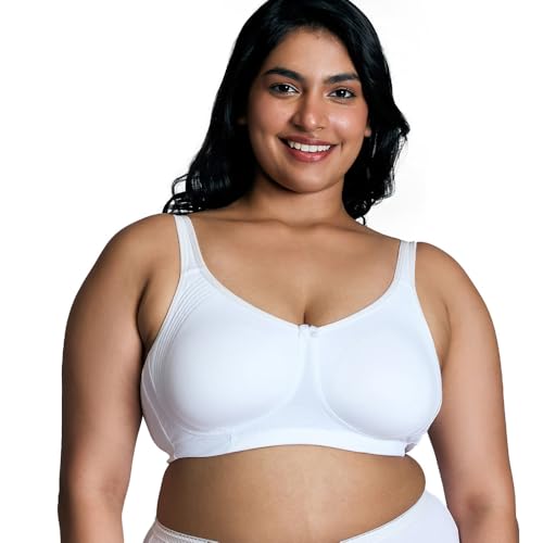 Image of NYKD (NYB169 Cotton Anti Microbial Non Padded & Non Wired Side Support Shaper Bra for Women | Full Coverage Bra with Detailed Contoured Lift & Shape with Wide Straps