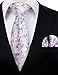 Alizeal Mens 3.15inches Light Color Rustic Tie with Flower Printed Handkerchief, Lavender+Lilac