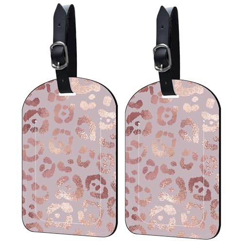 Tags Rose Gold Leopard Pu Leather Baggage Handbag Suitcase T