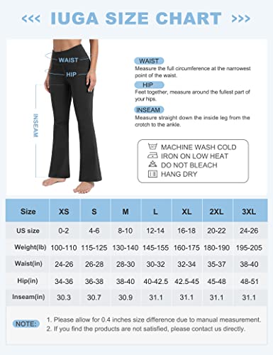 Iuga Fleece Lined Bootcut Yoga Pants With Pockets For Women Thermal Bootleg Pants Winter Workout Warm Flare Leggings Black #TOP5