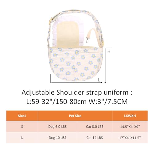 Floral Print Pet Carrier Bag for Small Dogs and Cats, Hands-Free Design Pet Bags(Blue Floral, Small) - Thumbnail 3