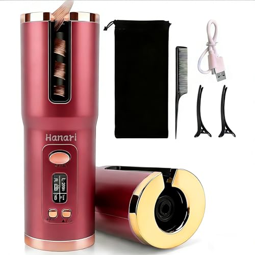 Fer à friser rotatif automatique pour voyage et extérieur compact rechargeable