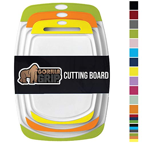 GORILLA GRIP Original Oversized Cutting Board, 3 Piece, BPA Free, Dishwasher Safe, Juice