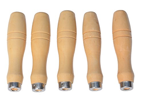 ACCOCO Holzfeile Griff mit starken Metallhalsbänder für 200mm - 350mm Feilen, Raspeln oder Holzmeißel (5 Pack) (Mittel)